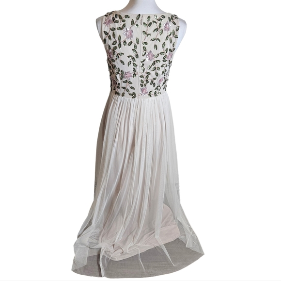 Adrianna Papell Floral Sequin Maxi Gown Sz 6 PETITE Formal Fairy Whimsical Dress - Picture 6 of 16